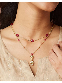 Fabindia - Gold Pink Short Necklace
