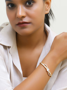 Adwitiya - Gold Plated White Cz A Grade Stone Studded Bracelet