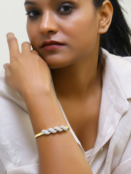 Adwitiya - Gold Plated Handcrafted White Cz Studded Bracelet
