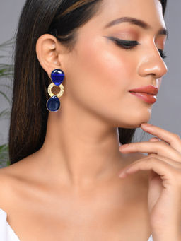 Silvermerc Designs - Gold Plated Blue Stone Drop Earrings