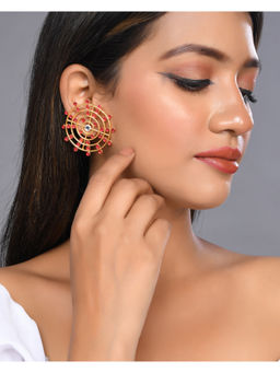 Silvermerc Designs - Gold Plated Red Stone Stud Earrings