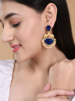 Silvermerc Designs - Gold Plated Blue Stone Drop Earrings