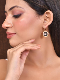 Silvermerc Designs - Beauty Metal Rose Gold Black Enamel Drop Earrings