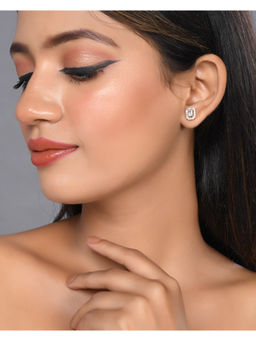 Silvermerc Designs - Rose Gold Plated White American Diamond Stud Earrings