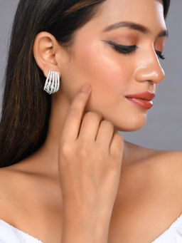 Silvermerc Designs - Silver Plated White American Diamond Half Studs