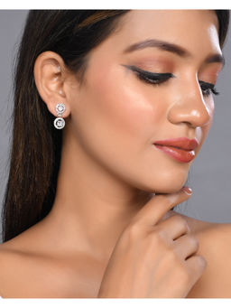 Silvermerc Designs - Silver Plated White American Diamond Drop Earrings