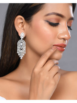 Silvermerc Designs - White American Diamond Silver Platted Dangle Earrings