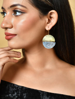 Silvermerc Designs - Stylish Half Gold and Silver Plated Designer Drop Earrings
