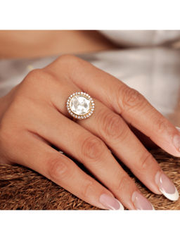 Srikala - White Round Classic Roshni Ring
