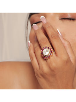 Srikala - White and Pink Victorian Ring