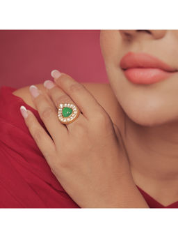 Srikala - Green and White Drop Ring