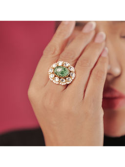 Srikala - Big Green and White Stone Ring