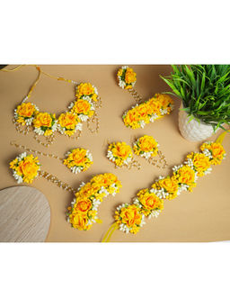 VIRAASI - Yellow Floral Handmade Jewellery Set