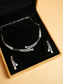 VIRAASI - White American Diamond Jewellery Set