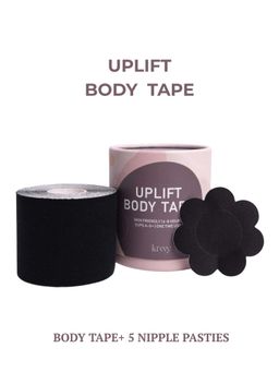 Krvvy - Black Up Lift Body Tape Kit Invisible with 5 Pairs of Nipple Pasties