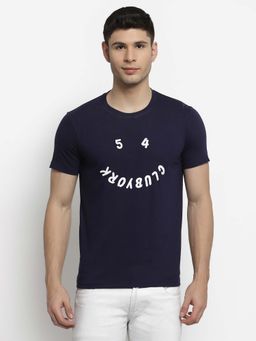 Club York - Men Navy Blue Printed T-Shirt