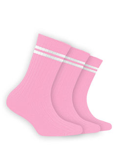 Footprints - Bamboo Anti-Odour Ribbed Socks For Kids Dark Pink (Pack of 3)