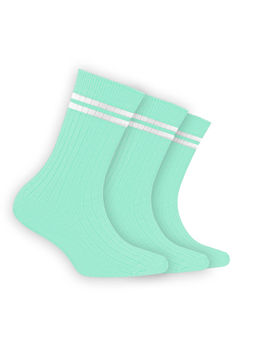 Footprints - Bamboo Anti-Odour Ribbed Socks For Kids Turquoise Green (Pack of 3)