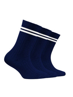 Footprints - Bamboo Anti-Odour Ribbed Socks For Kids Navy Blue (Pack of 3)