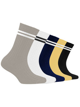 Footprints - Bamboo Anti-Odour Ribbed Socks For Kids Multi-Color (Pack of 5)