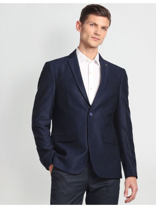 Arrow Blue Notch Lapel Collar Windowpane Check Blazer