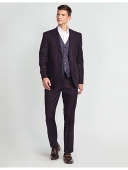 Arrow - Purple Solid Hudson Tailored Fit Three Piece Suit (Set of 3)