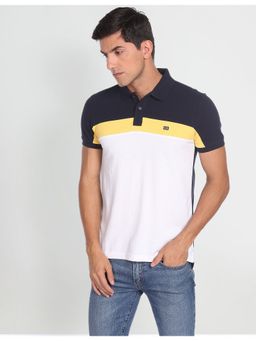 Arrow - Sports Blue Colour Block Cotton Polo Shirt