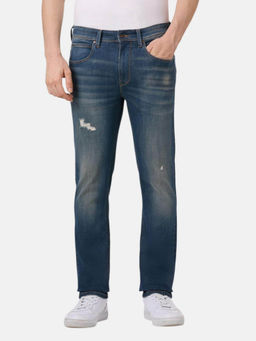 Pepe Jeans - Blue Straight Fit Mid Rise Powerflex Men Jeans