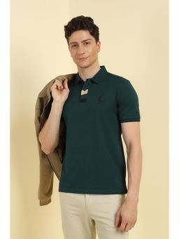 Allen Solly - Men Green Textured Polo T-shirt
