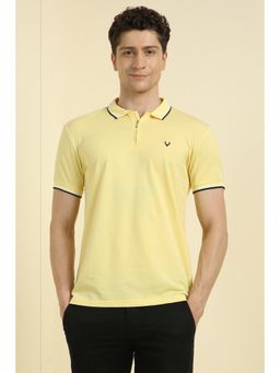 Allen Solly - Men Yellow Solid Polo Neck T-shirt