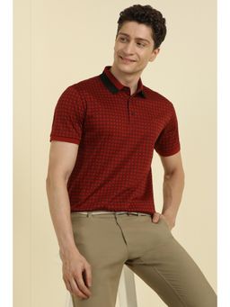 Allen Solly - Men Red Printed Polo T-shirt