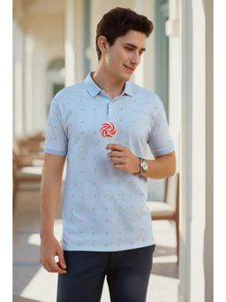 Allen Solly - Men Light Blue Printed Polo T-shirt