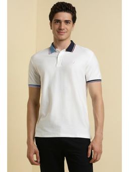 Allen Solly - Men White Solid Polo T-shirt