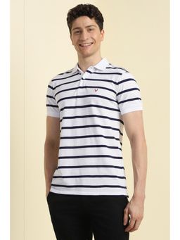 Allen Solly - Men White Stripe Polo T-shirt
