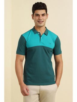 Allen Solly - Men Green Patterned Polo T-shirt