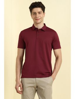 Allen Solly - Men Maroon Solid Polo T-shirt