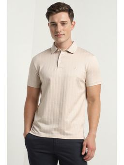Allen Solly - Men Beige Stripe Polo T-shirt