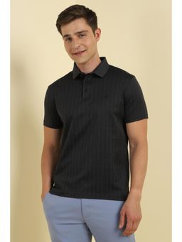 Allen Solly - Men Black Stripe Polo T-shirt