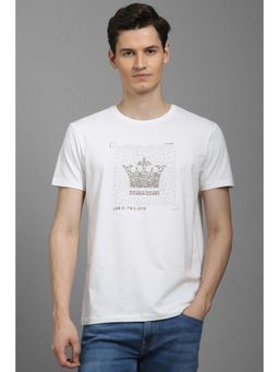 Louis Philippe - Men White Crew Neck T-shirt