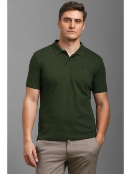 Louis Philippe - Men Green Printed Polo T-shirt