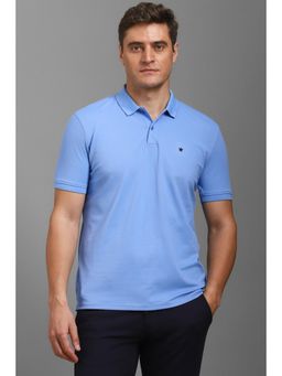 Louis Philippe - Men Blue Solid Polo T-shirt