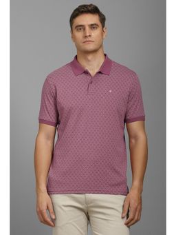 Louis Philippe - Men Pink Printed Polo T-shirt