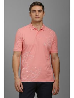 Louis Philippe - Men Peach Printed Polo T-shirt
