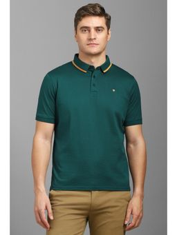 Louis Philippe - Men Green Textured Polo T-shirt