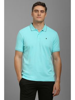 Louis Philippe - Men Blue Solid Polo T-shirt