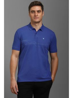 Louis Philippe - Men Blue Printed Polo T-shirt