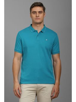 Louis Philippe - Men Blue Solid Polo T-shirt