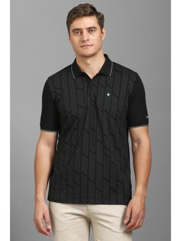 Louis Philippe - Men Black Printed Polo T-shirt