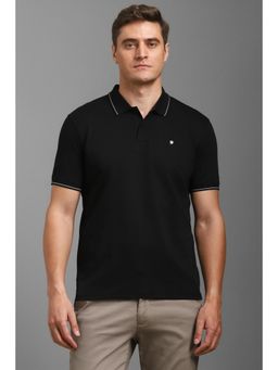 Louis Philippe - Men Black Solid Polo T-shirt