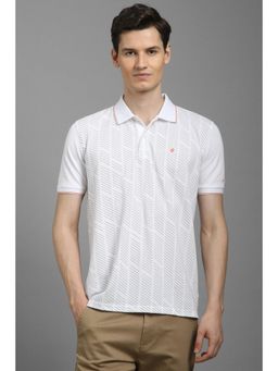 Louis Philippe - Men White Printed Polo T-shirt